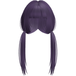 Soft Purple Long Pigtails W Bangs