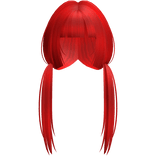 Soft Red Long Pigtails W Bangs