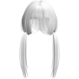 Soft White Long Pigtails W Bangs