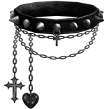 spiked choker necklace w cross 3.0 black silver
