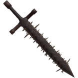 Spiked Rusty Sword With Barbed Wire