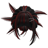 Spikey Tied Back Bun (Black and Red)