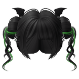 Spooky Space Buns in Black w/ Green Highlights