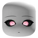 Staring Demon Face With Pink Glowing Eyes - White