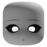 Staring Demon Ghost w/ White Glowing Eyes - Grey