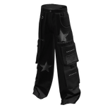 Stars Y2K Cargo Pants Black