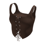 Steampunk peasant brown leather corset top