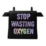 stop wasting oxygen black off shoulder shirt