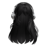Straight Hair with Headphones(Black3)