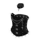Strapless Corset Top with Chain Trim (Black)