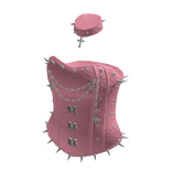 Strapless Corset Top with Chain Trim (Pink)