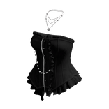 Strapless Corset Top with Ruffle Hem (Black)
