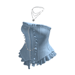 Strapless Corset Top with Ruffle Hem (Light Blue)