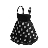Strappy Dress with Ghost Print (Black)