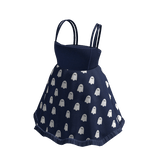 Strappy Dress with Ghost Print (Navy)