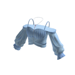 Strappy Ruched Crop Blouse (Light Blue)