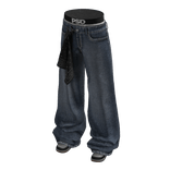 Streetwear Baggy Jeans W/ Bandana (Black)