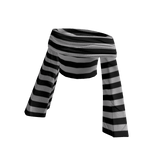 stripe oversized crop top black