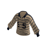 Striped Collared Sweater w/ 55 Print (Cream)