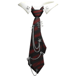 Striped Emo Chained Black Red Tie + White Collar