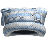 Striped Kitty Knit Stitches Beanie [White/Blue]
