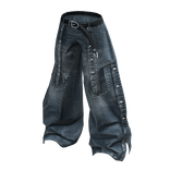 Studded Baggy Denim Pants (Blue Denim)