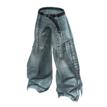 Studded Baggy Denim Pants (Light Denim)