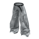 Studded Baggy Denim Pants (White Denim)