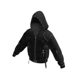 Studded Hooded Zip Jacket (Black)