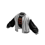 Stylish Leather Jacket Messy Shirt (White Black)