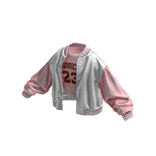 Stylish Leather Jacket Messy Shirt (White Pink)