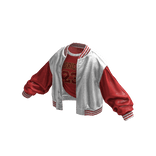 Stylish Leather Jacket Messy Shirt (White Red)