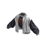 Stylish Leather Jacket Messy Shirt (WhiteBlueGrey)