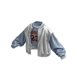 Stylish Leather Jacket Messy Shirt(LightBlueWhite)