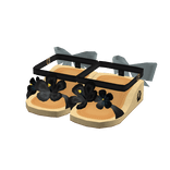 Summer Gyaru Tropical Flower Sandal Heels in Black