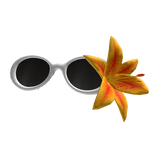Summer Orange Flower and White Sunglasses