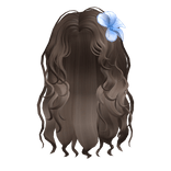 🍀Summer Wavy Hair w Blue Flower (Brown)
