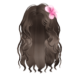 🍀Summer Wavy Hair w Pink Flower (Brown)