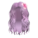 🍀Summer Wavy Hair w Pink Flower (Purple)