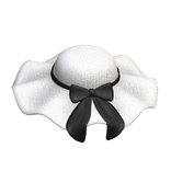 Summer White Beach Hat w/ Black Bow