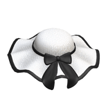 Summer White Beach Hat w/ Black Bow