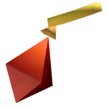 Super Future Gold Earring with a Bright Red Gem