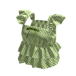 💜 Sweet Gingham Ribbon Blouse_Green