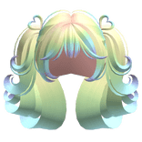 Swirly Short Heart Pigtails (Rainbow)