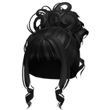 Swirly Victorian Curly Bun Updo (Black)