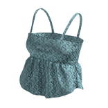 ☆ syaa cami monogram cyan ruffle top