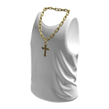 Tank Top White Gold Cross Chain