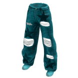 Tea Distressed Baggy Stars Jeans