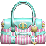 Teal 2000s Designer Captain Bag Pink Stripes Gold