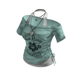 Off Shoulder Graphic Top (Teal)